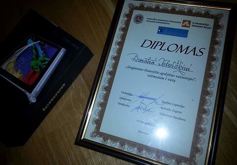 „Saugiausio Panevėžio apskrities vairuotojo“ konkurso nugalėtojo diplomas