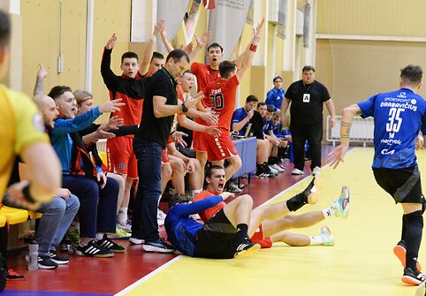 Lietuvos rankinio čempionato rungtynės:  Vilniaus &bdquo;&Scaron;viesa&ldquo; &ndash; Vilniaus &bdquo;Amber&ldquo;. Gintaras Savukynas