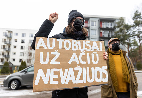Akcija skirta Vilniaus vie&scaron;ojo transporto darbuotojams ir jų reikalavimams palaikyti