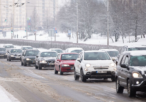 Rytinės spūstys Laisvės pr. Vilniuje