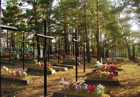 Tos pačios sutvarkytos lietuvių tremtinių kapinės Ilkoje, kurias vietiniai gyventojai papuo&scaron;ė gėlėmis. 