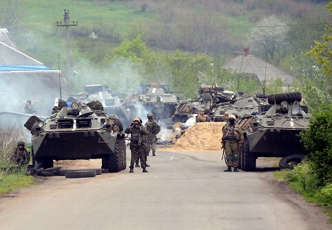 Ukrainos kariai netoli Slovjansko miesto
