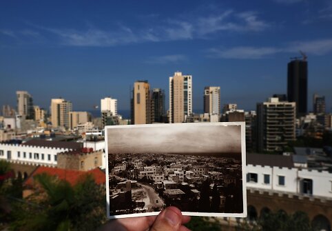 Beirutas dabar ir apie 1920 metus i&scaron;leistoje atvirutėje