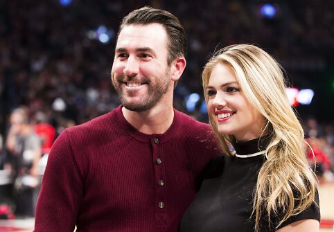 &bdquo;Detroit Tigers&ldquo; beisbolo klubo žaidėjas Justinas Verlanderis su modeliu Kate Upton.