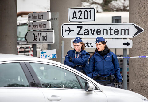 Įvažiavimas į Briuselio Zavantem oro uostą, kur buvo įvykdytos atakos
