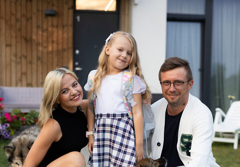 Marius Jampolskis su žmona Renata ir dukra Vilte