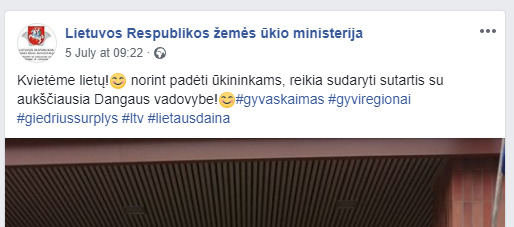 Facebook nuotr. /Ministerijos pranešimas „Facebook“