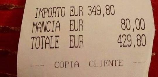 Nuotr iš „TripAdvisor“/Turistams Romoje už žuvį ir spagečius pateikta 430 Eur sąskaita