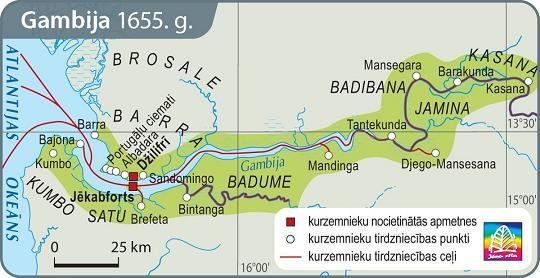 Praeitiespaslaptys.lt nuotr. /Kuržemės kolonija Gambijoje 1655 m. latviškame geografijos atlase