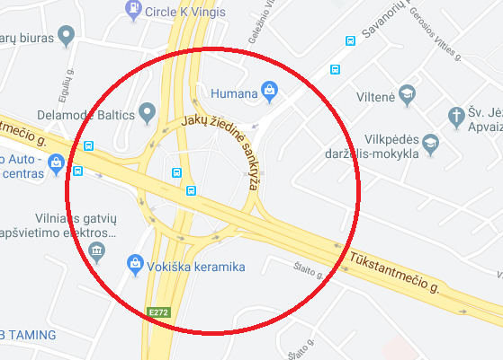 Google Maps iliustr./Vilnius, Savanorių pr. žiedinė sankryža