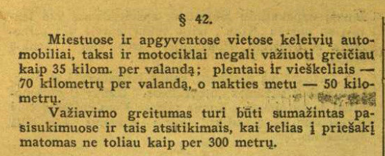 Ričardo Žičkaus archyvo nuotr./Vyriausybės žinios 1929 m. Nr. 306, „Sauskeliais naudotis įstatymui vykdyti taisyklės“