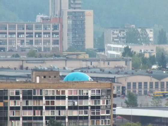 Oro balionai leidžiasi Vilniaus mieste.