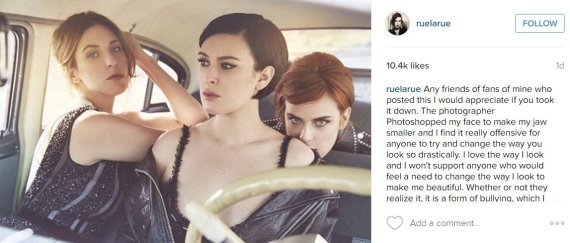 „Instagram“ nuotr./Rumer Willis papiktino retuošuota jos nuotrauka