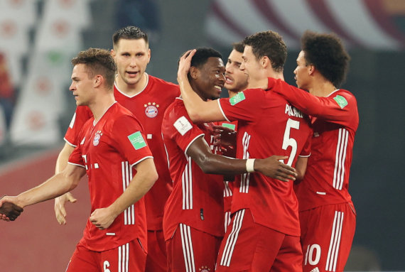 Photo by Scanpix / Bayern players celebrate Benjamin Pavard's goal