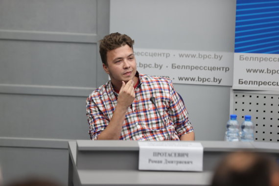 Reuters / Photo by Scanpix / Novel Protasevich at a press conference of Belarusian officials