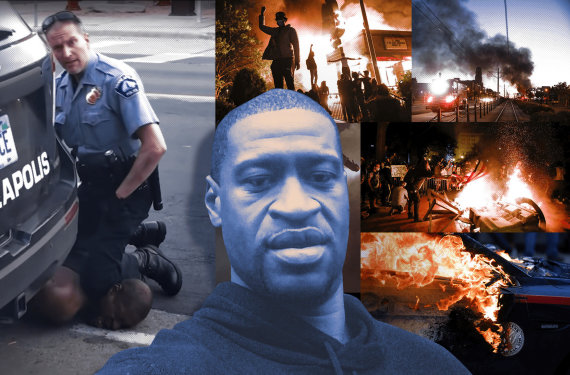 United States from 2020 onwards. May 26 Protests shake after an incident in Minneapolis, where unarmed black George Floyd died after police arrested him, with a white police officer kneeling on a man's neck.