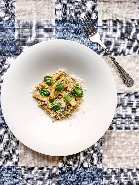 Photo of blogger / Caserecce Pasta with homemade basil pesto 