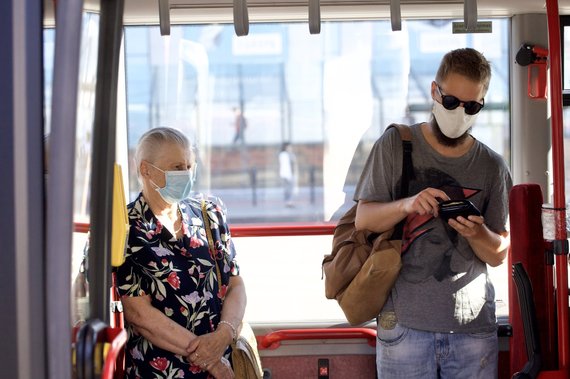 Photo by Kastytis Mačiūnas / Public transport control in Vilnius reminds passengers to wear masks