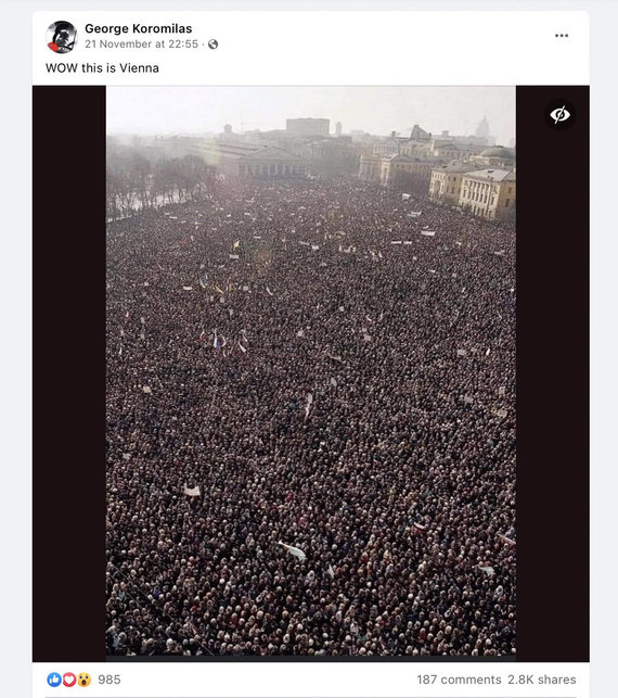 Ekrano nuotr. iš „Facebook“/Maskvoje vykusi demonstracija „perkelta“ į Vieną
