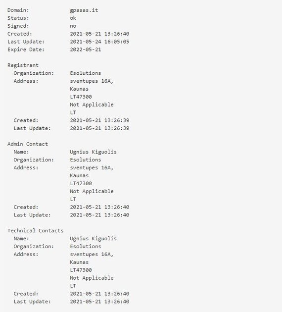 15min photo / Who.is information on the gpasas.it website