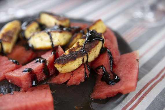 Valdas Kopūstas / Photo of 15min / Baked Eglė cheese with watermelon and balsamic sauce