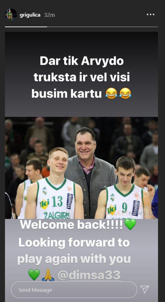 Instagram photo / greeting from Marius Grigonis to Tomas Dimša