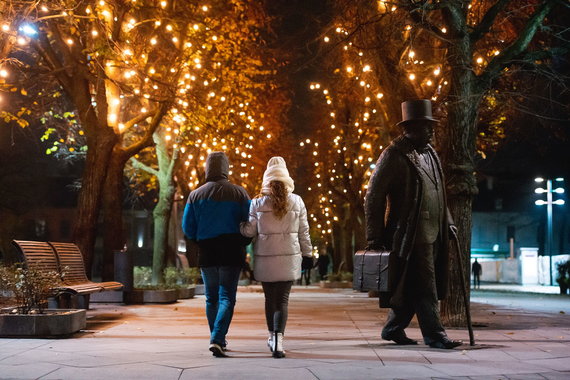 The Kaunas City Municipality / Laisv Alley photo was illuminated by thousands of light bulbs