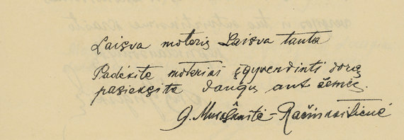 LRS photo / Signature of Ona Muraškaitė-Račiukaitienė in the Seimas Autograph Book