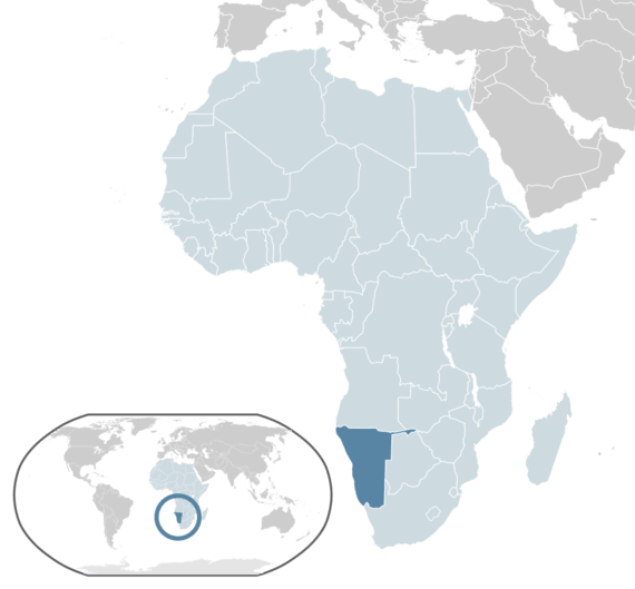 Wikimedia Commons / Public Domain Image / Namibia on a map of Africa