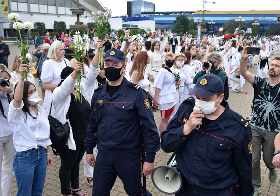 AFP / Photo by Scanpix / Peaceful protest by women in Minsk