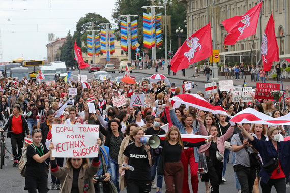 Photo by Scanpix / ITAR-TASS / Women's protest in Belarus