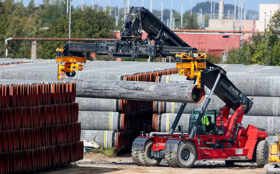 Reuters / Photo by Scanpix / Nord Stream 2 pipelines in Mukran port