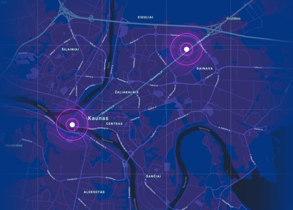 Illustrated Telia / Kaunas 5G Stations Map