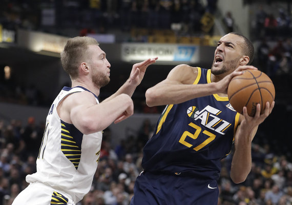 Photo by Scanpix / Domantas Sabonis and Rudy Gobert