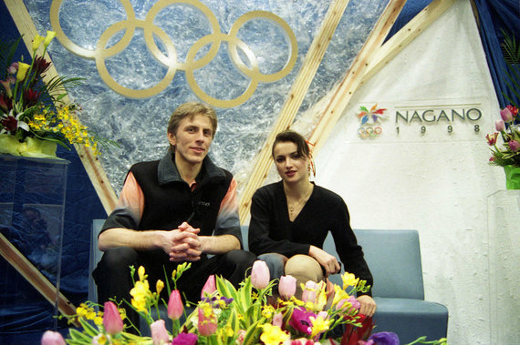 Photo by Alfredas Pliadis / Povilas Vanagas and Margarita Drobiazko 1998 at the Nagano Olympics.