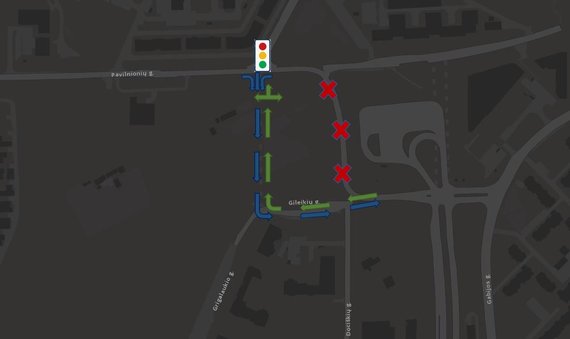 Photo from “Communications Services” / in Vilnius, Pavilnionių and Perkūnkiemio str. organization of traffic changes at the intersection