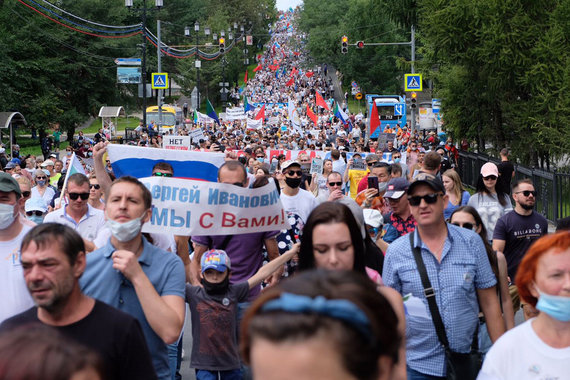 „Scanpix“ / ITAR-TASS nuotr./Chabarovske protests