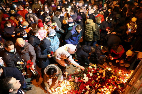 Reuters / Photo by Scanpix / Change Square in Minsk after Raman Baradenka's death