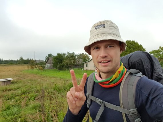 Photo from personal archive / Nerijus Zaniauskas from Vilnius decided to walk from Riga to the Estonian border.