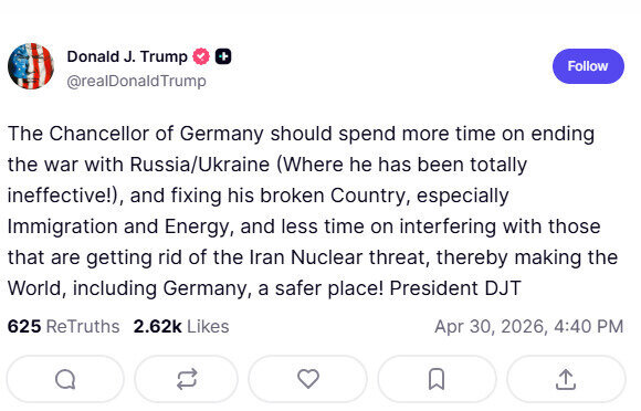 Ekrano nuotrauka/Donaldo Trumpo įrašas „Truth Social“