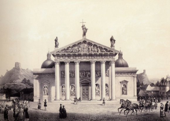 Lietuvos dailės muziejaus nuotr./Izidorius Derua pagal Vasilijų Sadnikovą „Vilniaus katedra“. 1847