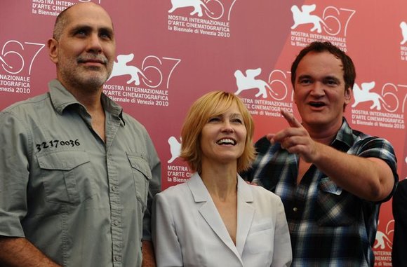 AFP/„Scanpix“ nuotr./Komisijos nariai iš kairės: meksikiečių rašytojas Guillermo Arriaga, aktorė Ingeborga Dapkūnaitė ir žiuri pirmininkas Quentinas Tarantino