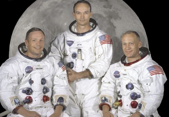 AFP/„Scanpix“ nuotr./Legendinė Apollo 11 įgula: astronautai Neilas Armstrongas (kairėje), Edwinas Buzzas Aldrinas (dešinėje), Michaelas Collinsas.