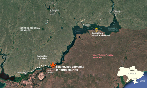 Kachovkos elektrinė Ukrainos žemėlapyje
