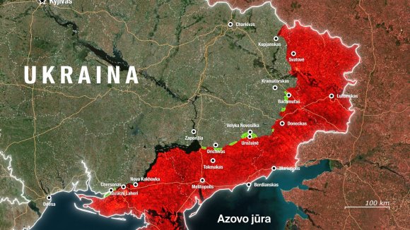 Pietryčių Ukrainos žemėlapis 2023 08 18