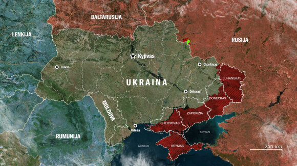 Ukrainos žemėlapis 2025 metų vasarį