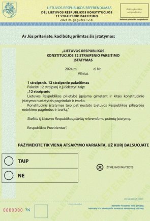 VRK nuotr./Referendumo biuletenis