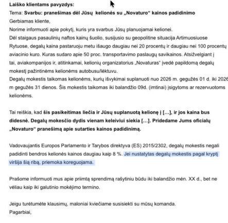 Asmeninio archyvo nuotr./„Novaturas“ laiškas