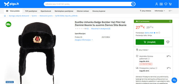 15 min/Pigu.lt parduodama kepurė su Rusijos simbolika