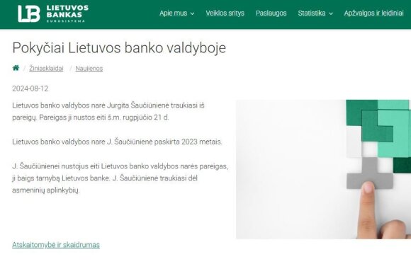 Pokyčiai Lietuvos banko valdyboje 2024-08-12